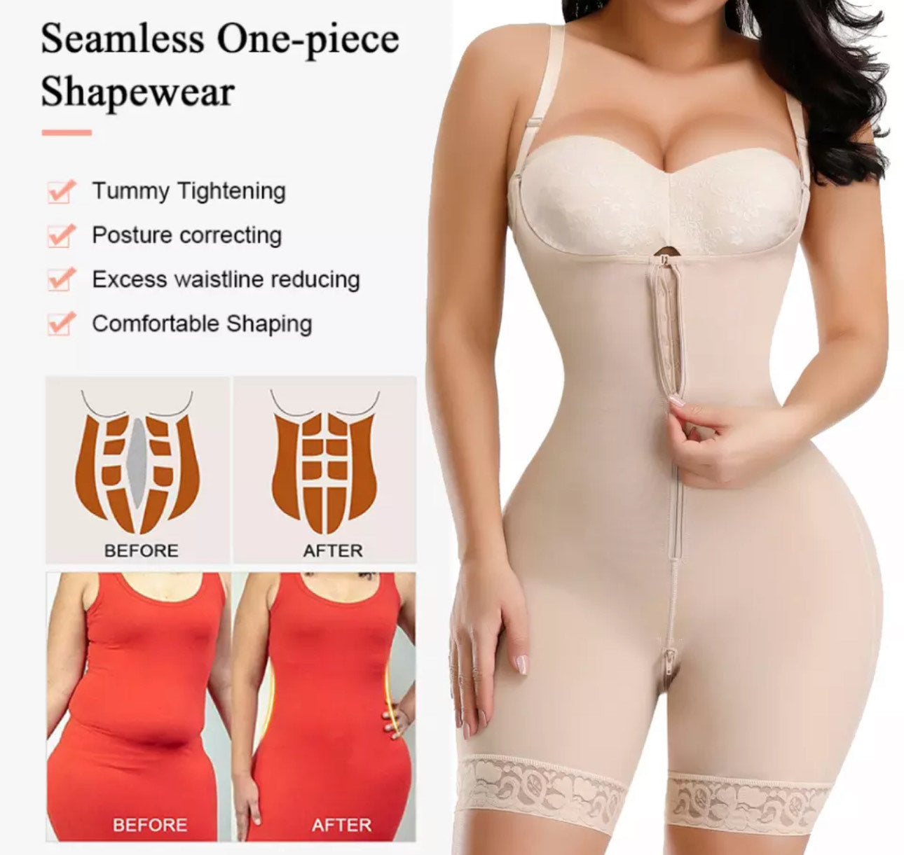 Bottom Zipper Waist And Hip Lift Corset